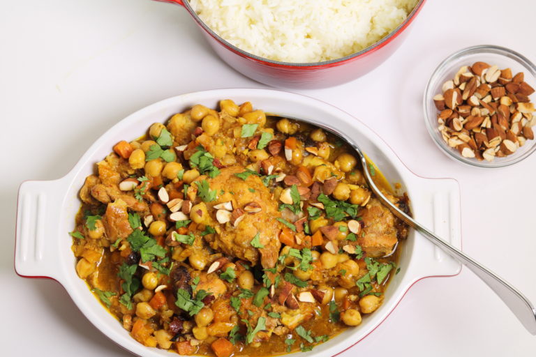 Slow Cooker Moroccan Chicken Tagine with Apricots, Almonds and