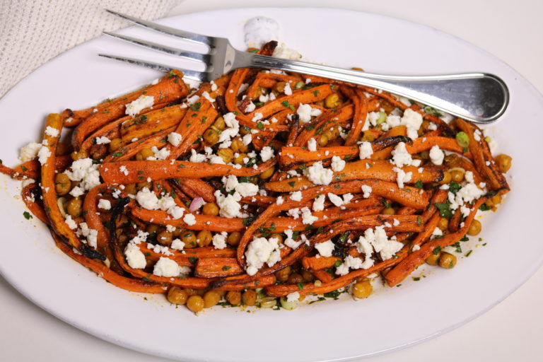 Cumin Spiced Roasted Carrots and Chickpeas with Feta Three Hungry Boys